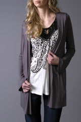 382 Long Sleeve Cardigan in Charcoal