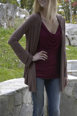 382 Long Sleeve Cardigan in Mocha