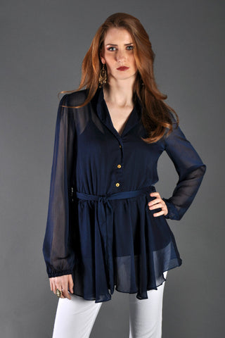 382 Long Sleeve Blouse in Navy